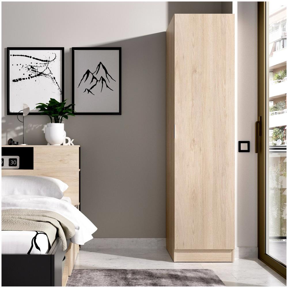 Guardaroba Cusna, Mobile Appendiabiti Per Camera Da Letto, Armadio A 1 Anta Singola, 41x52h184 Cm, Rovere - Foto 1