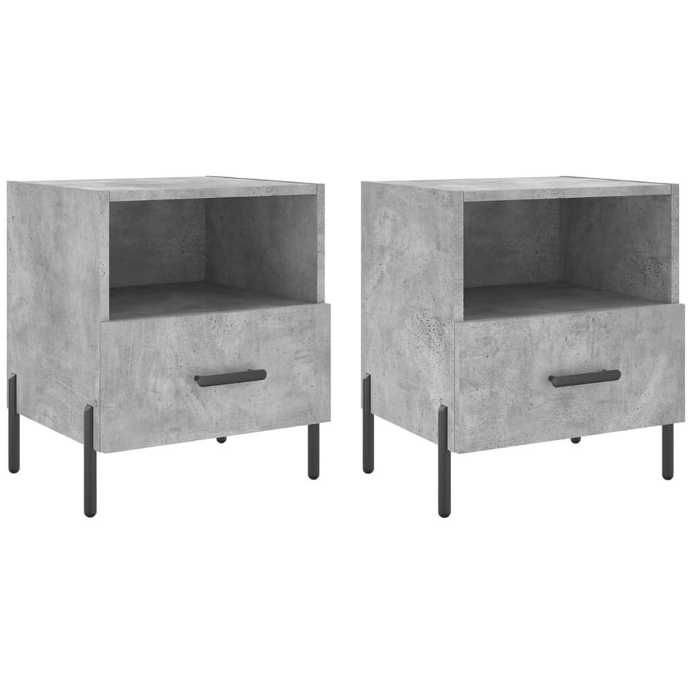 Comodini 2 Pz Grigio Cemento 40x35x47,5 Cm In Legno Multistrato - Foto 2