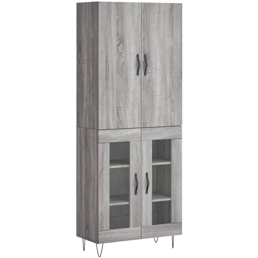 Credenza Grigio Sonoma 69,5x34x180 Cm In Legno Multistrato - Foto 2