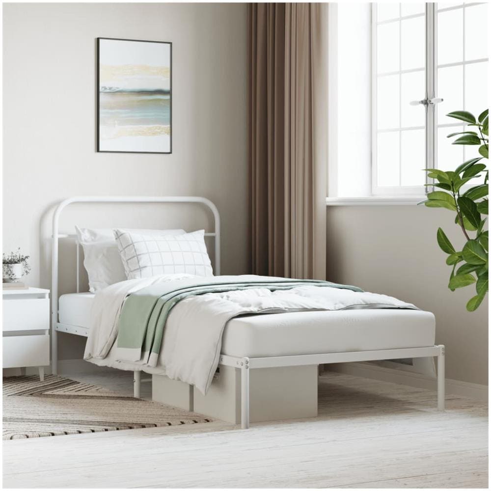 Giroletto Con Testiera Metallo Bianco 107x203 Cm - Foto 1