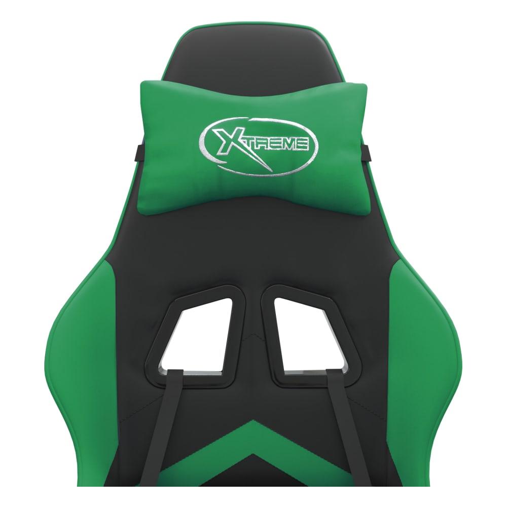 Sedia da Gaming Girevole con Poggiapiedi Nero Verde Similpelle - Foto 8