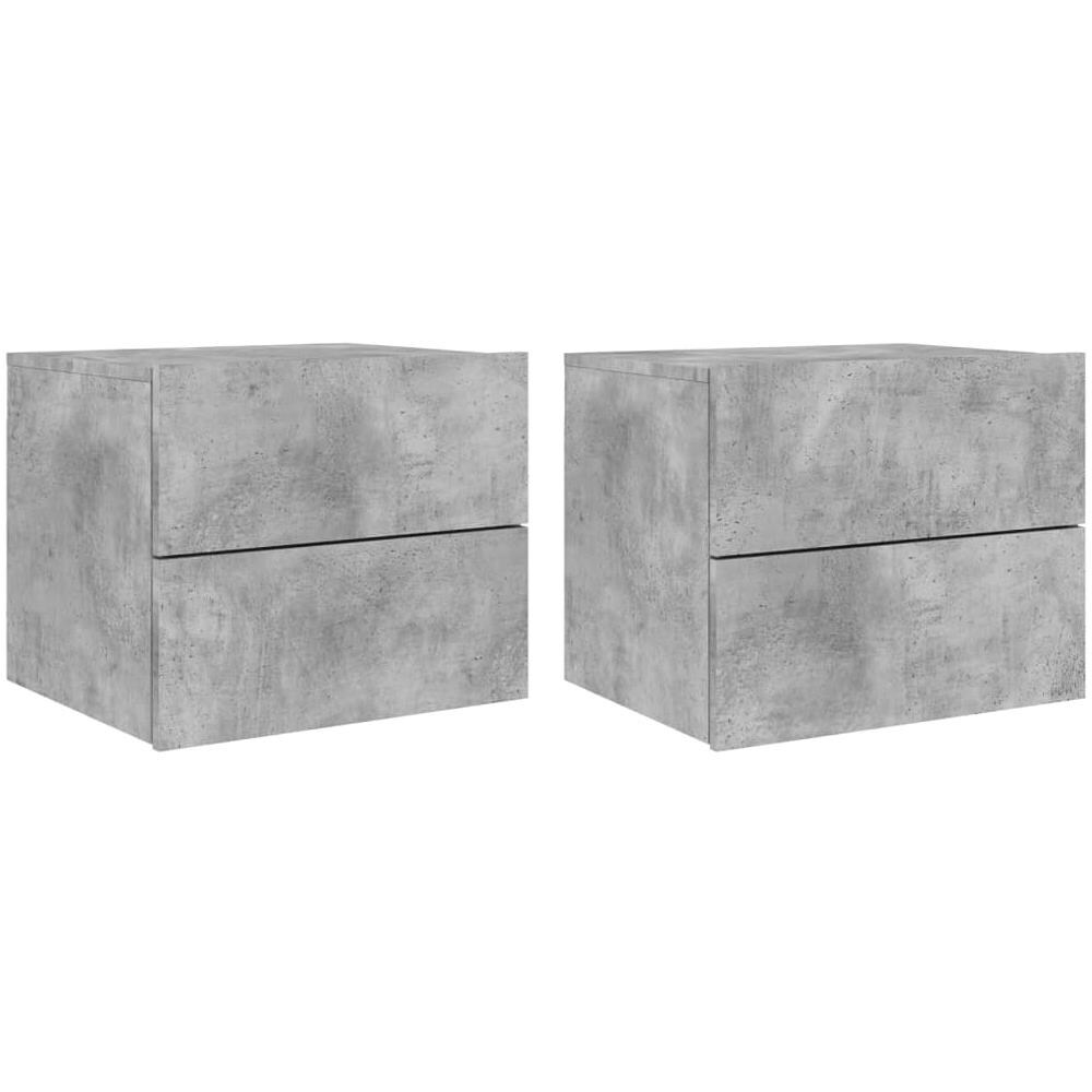 Comodini A Parete Con Luci Led 2 Pz Grigio Cemento - Foto 2