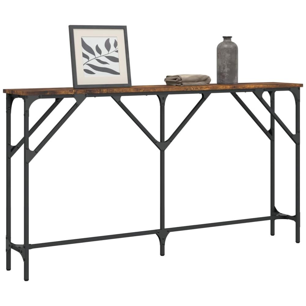 Tavolo Consolle Rovere Fumo 140x23x75 Cm In Legno Multistrato - Foto 3