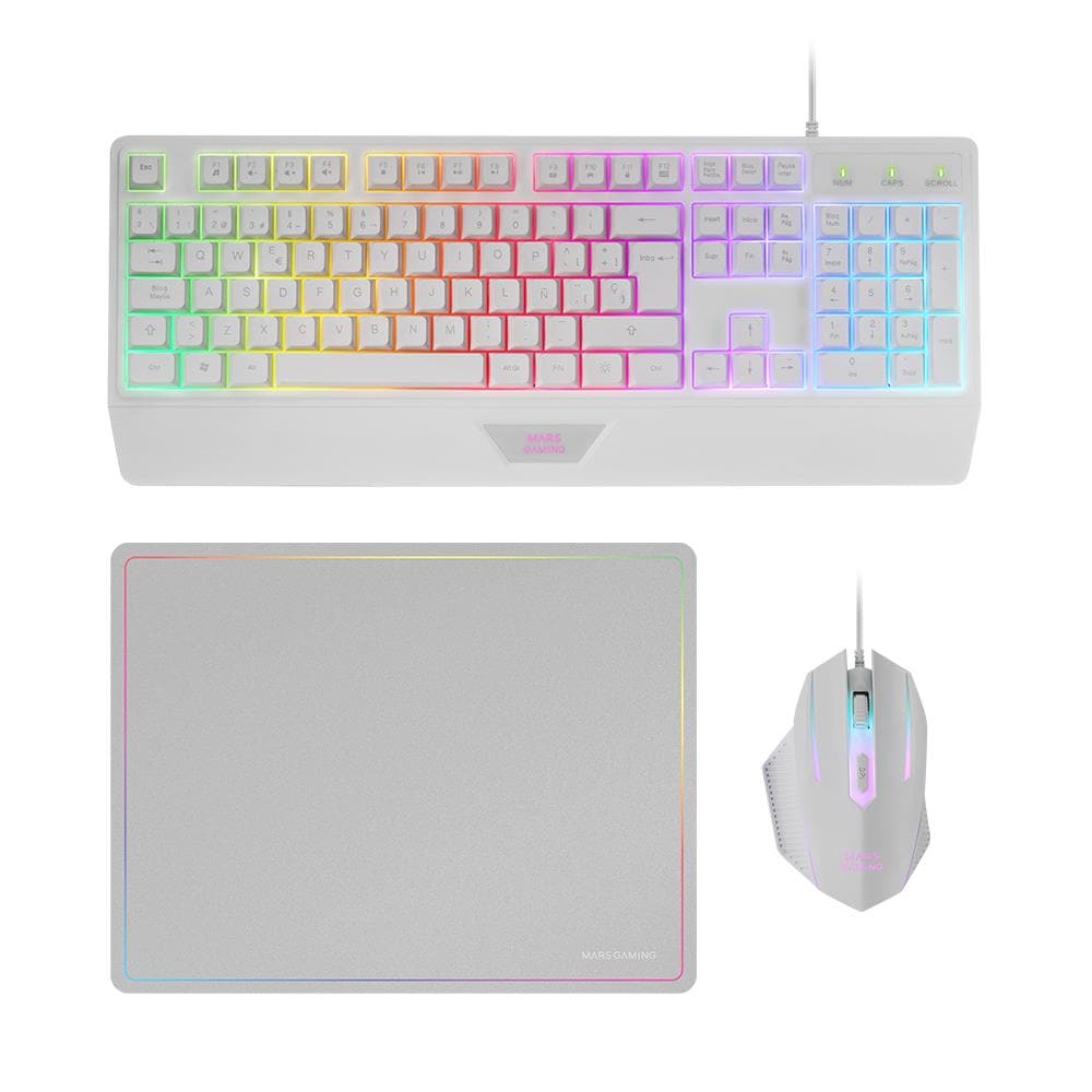MCP124W Tastiera Mouse incluso USB QWERTY Spagnolo Bianco - Foto 1
