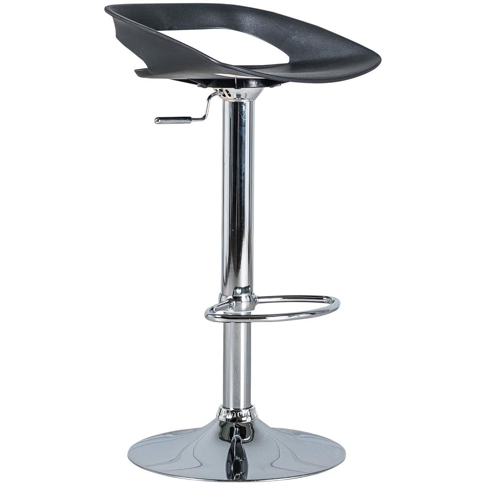 Sgabello Da Bar Cromo Con Seduta Nera E Alzata A Gas Glen - Foto 1