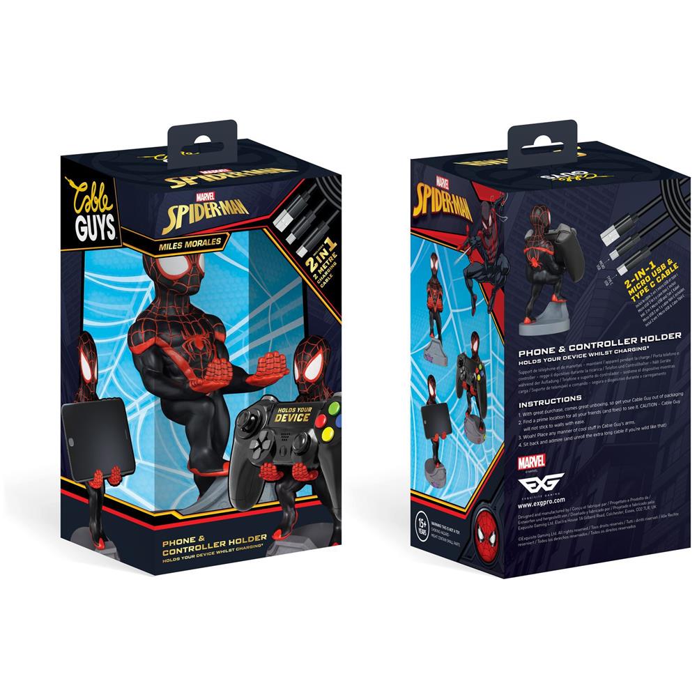 Supporto per Smartphone o Joystick Cable Guy Spider-Man Miles Morales CGCRMR300132 con Cavo 2in1 USB - Micro USB e Type-C di 2 mt - Foto 7