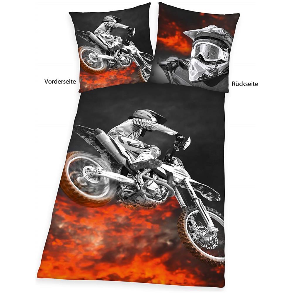 4859214050-parure Da Letto Con Motivo Motocross, In Microfibra, 200 X 135 Cm - Foto 2