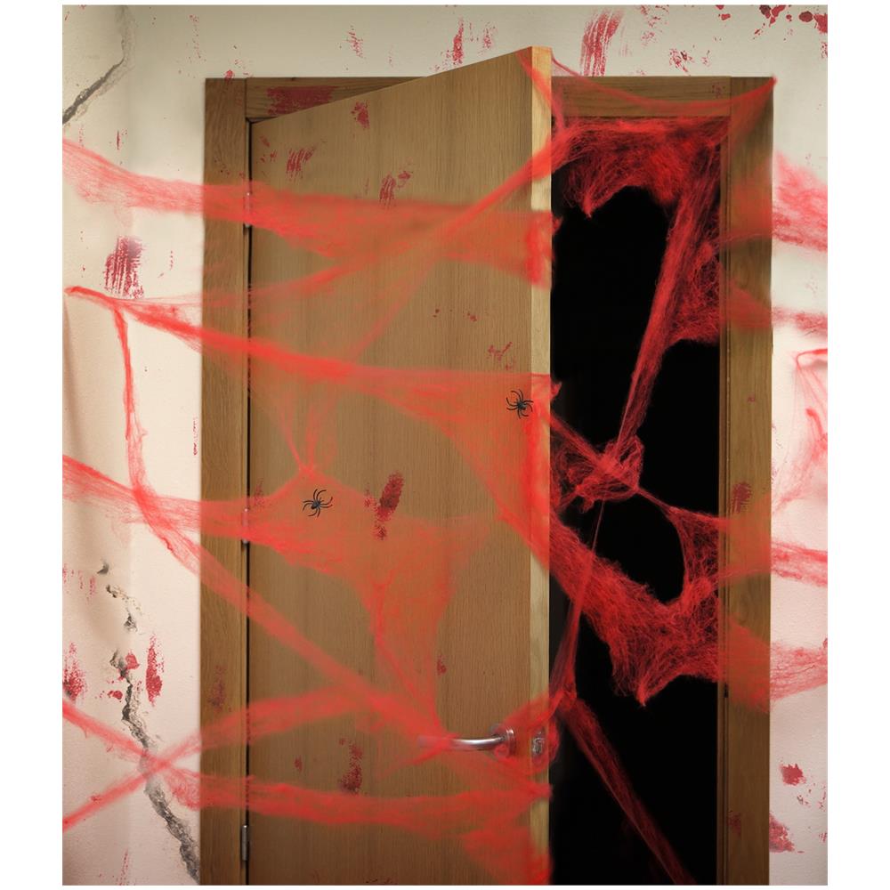 Decorazione Ragnatela Rossa Con Ragni Halloween - Foto 1