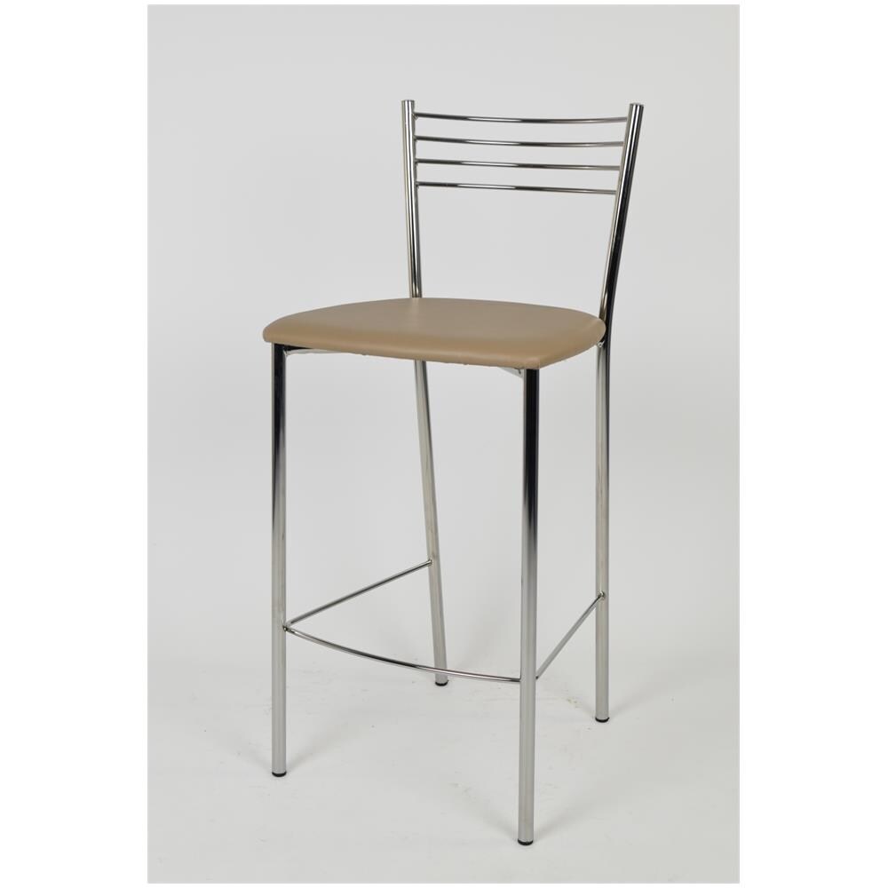 t m c s Tommychairs con Robusta Struttura in Acciaio Cromato e Seduta Imbottita e Rivestita in Ecopelle Bianca Set 2 sgabelli Alti e di Design Elena per Cucina e Bar Moderno