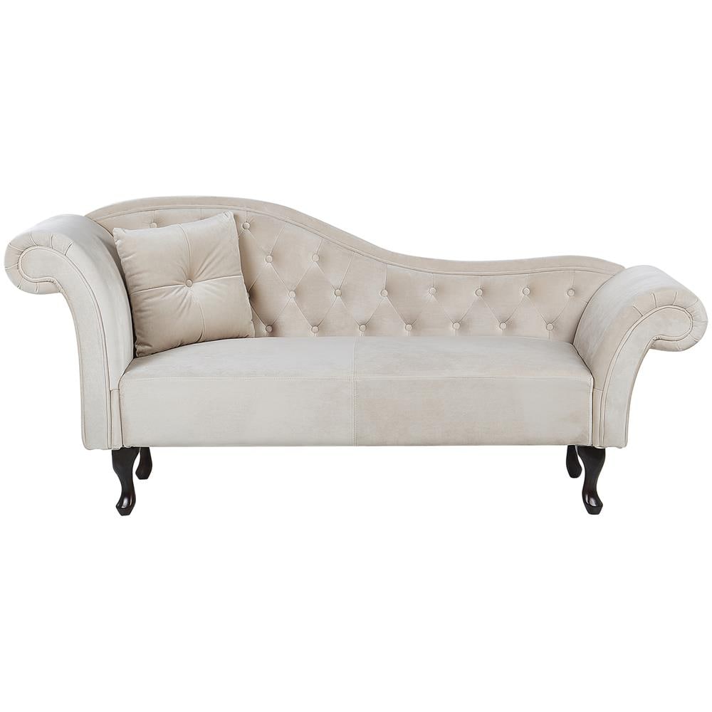 Chaise Longue Per Lato Sinistro In Velluto Beige Lattes - Foto 1
