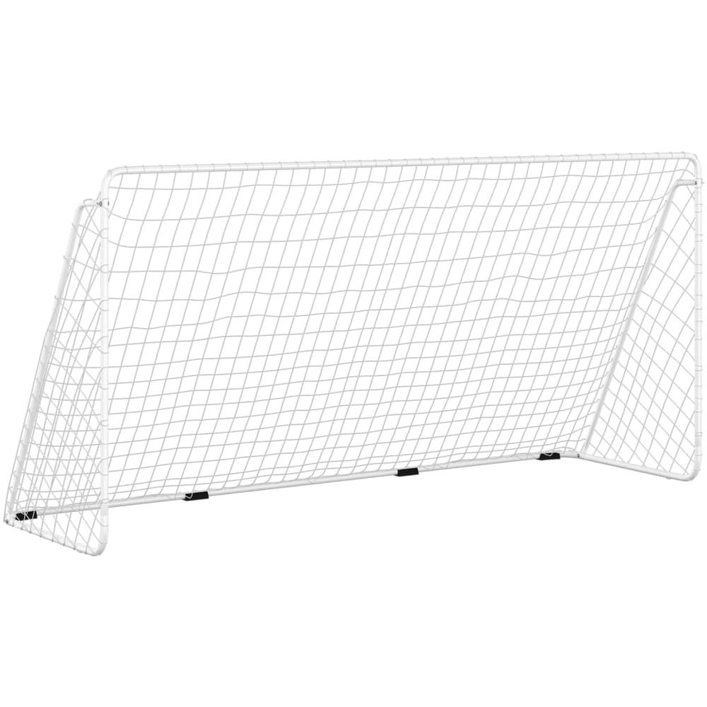 Porta da Calcio con Rete Bianca 366x122x182 cm in Acciaio - Foto 2