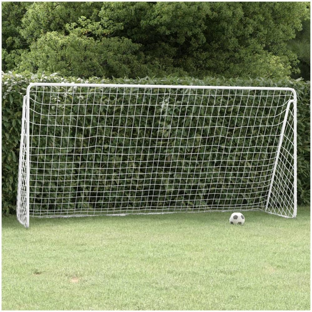 Porta da Calcio con Rete Bianca 366x122x182 cm in Acciaio - Foto 1