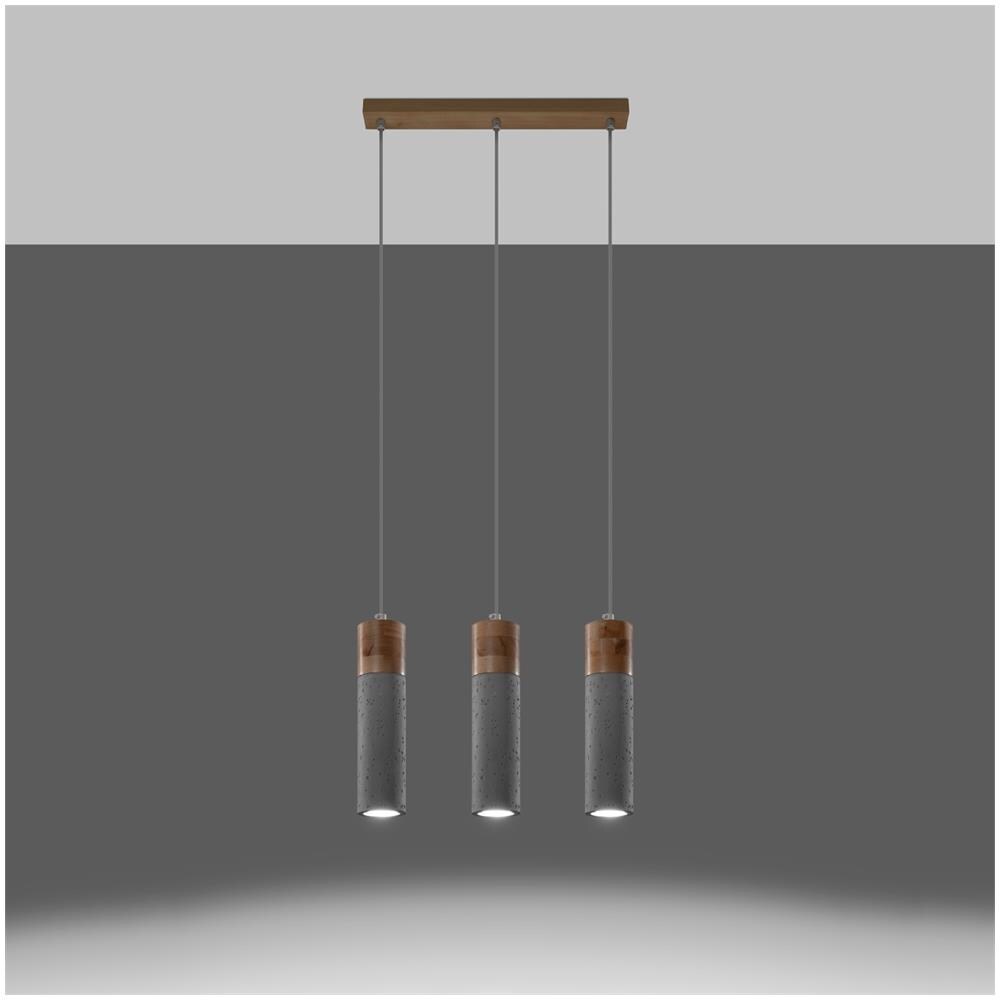 Lampada A Sospensione In Cemento Zane 3 Grigio 1200x60x450 Mm Legno - Foto 12