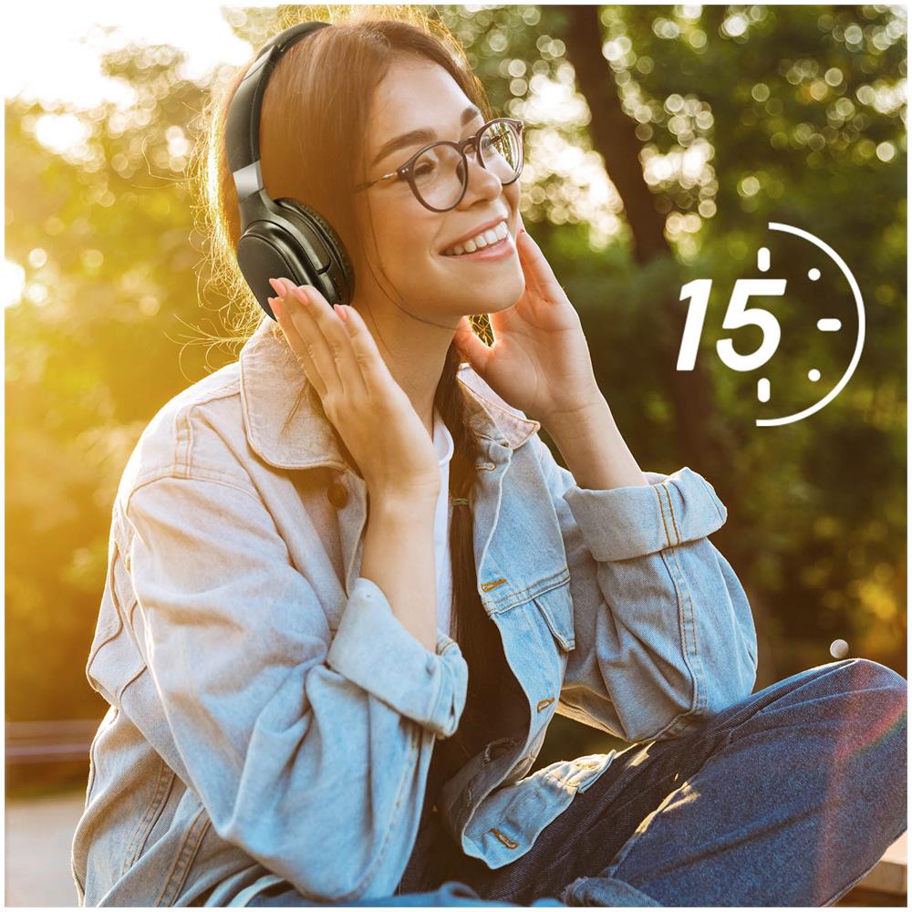 Cuffie Audio Wireless Bluetooth 5.3 Con Microfono Integrato Autonomia 15h, Nero - Foto 5