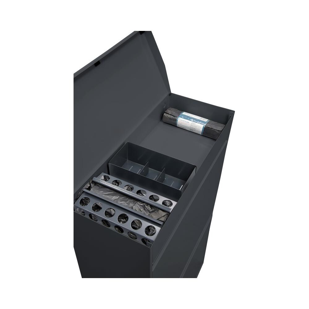 Top Cr624-b Pattumiera Per Raccolta Differenziata Con Ripiano Superiore Multiuso, 4 Secchi, Mobile D'acciaio Per Differenziata, 4 X 17 L (68 L), Grigio Scuro Antracite - Foto 2