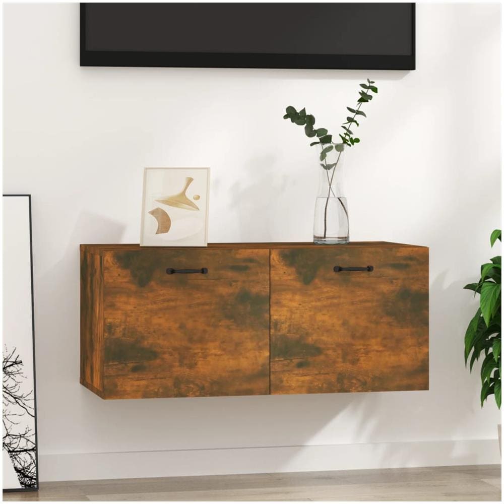 Armadietto A Muro Rovere Fumo 80x35x36,5cm In Legno Multistrato - Foto 1