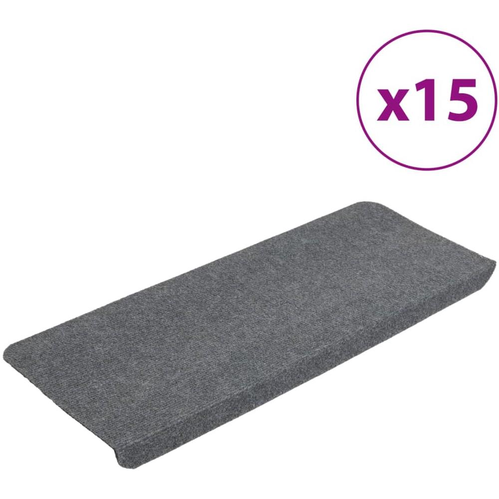 Tappetini Autoadesivi per Scale 15 pz 65x24,5x3,5 cm Grigio - Foto 1