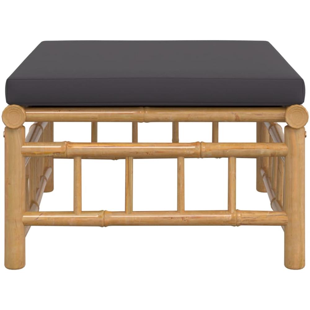 Poggiapiedi Da Giardino Con Cuscino Grigio Scuro In Bambù - Foto 3