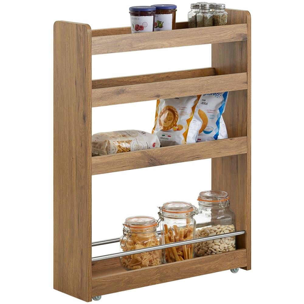 Mobile Bagno Salvaspazio Mobiletto Salvaspazio Portaoggetti Bagno Marrone Nsr01-pf - Foto 1