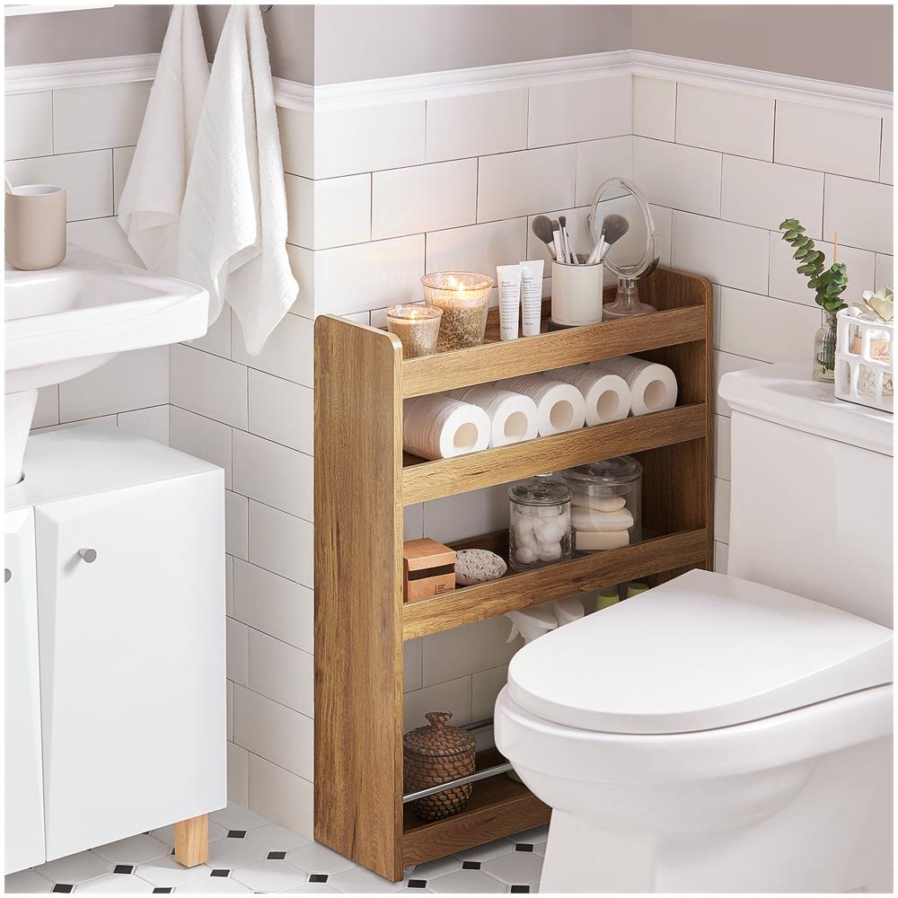 Mobile Bagno Salvaspazio Mobiletto Salvaspazio Portaoggetti Bagno Marrone Nsr01-pf - Foto 7