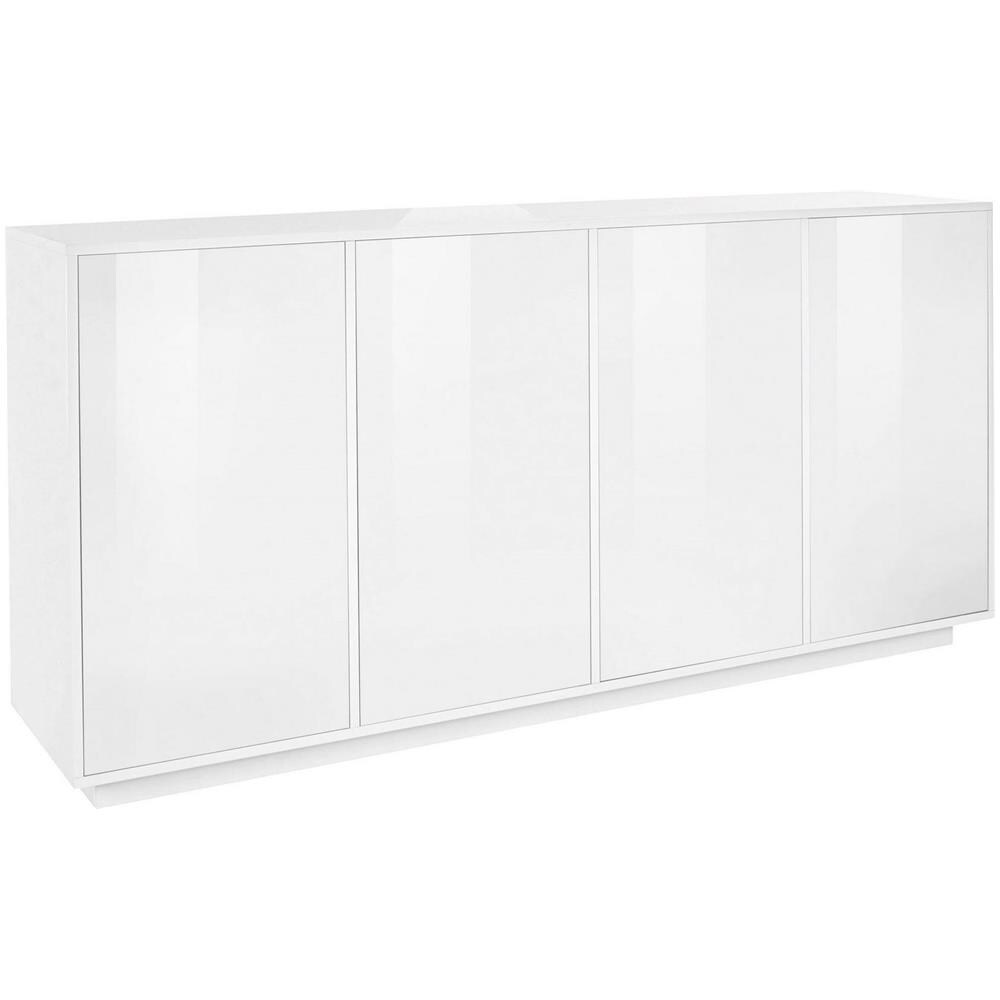 Credenza Virgilio, Madia Da Cucina A 4 Ante, Buffet Da Soggiorno, 100% Made In Italy, Cm 180x41h86, Bianco Lucido - Foto 2