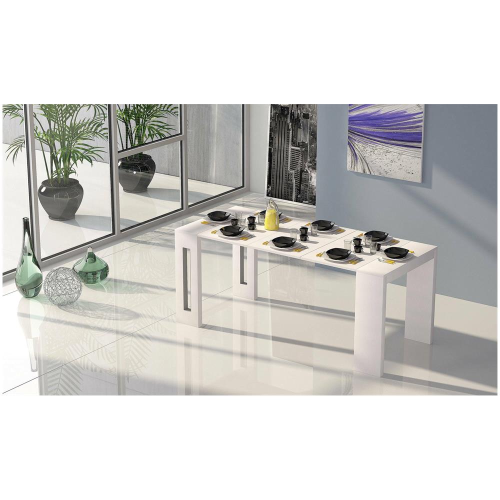 Tavolo Allungabile Glicine, Tavolo Da Pranzo Estensibile, Consolle Multiuso Con Allunghe, 100% Made In Italy, 186x80h76 Cm, Bianco - Foto 1