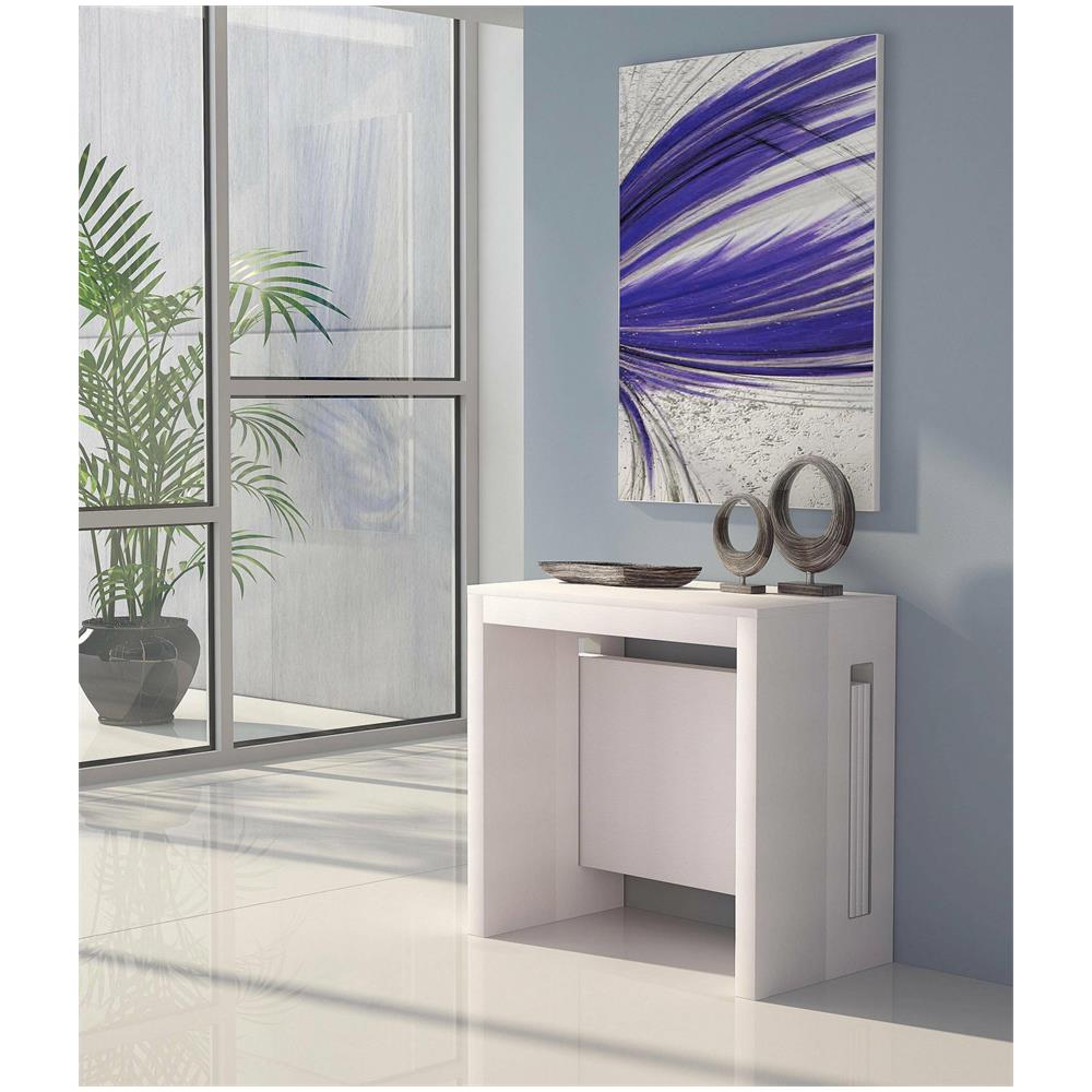 Tavolo Allungabile Glicine, Tavolo Da Pranzo Estensibile, Consolle Multiuso Con Allunghe, 100% Made In Italy, 186x80h76 Cm, Bianco - Foto 4