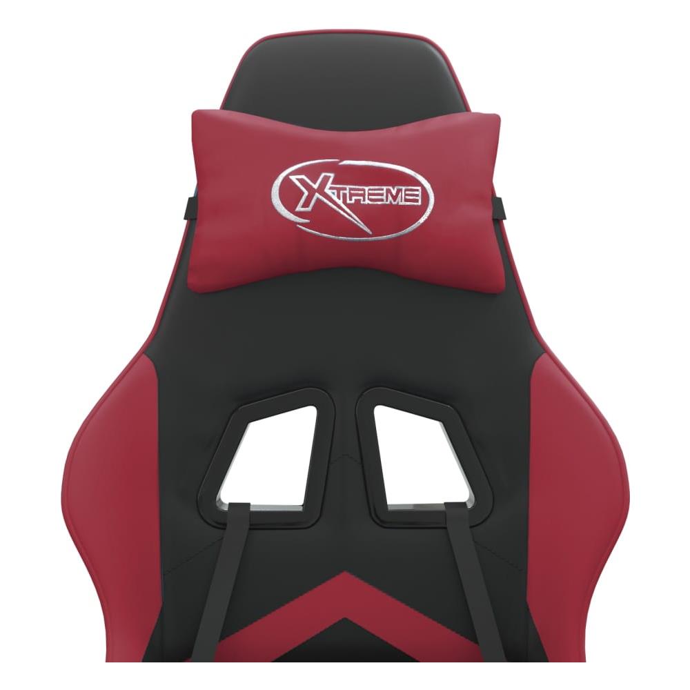 Sedia Gaming Girevole Poggiapiedi Nero e Rosso Vino Similpelle - Foto 8