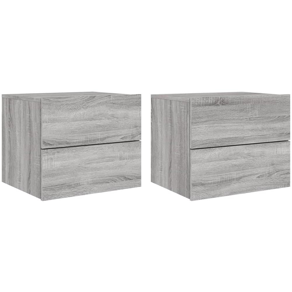 Comodini A Parete Con Luci Led 2 Pz Grigio Sonoma - Foto 2