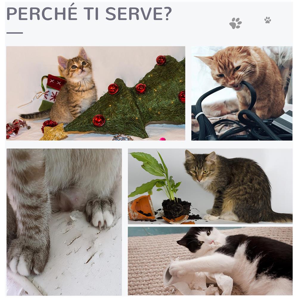 Tiragraffi per Gatti Multilivello con Amaca e Pallina, Legno e Peluche, 50x36x70cm, Grigio - Foto 6