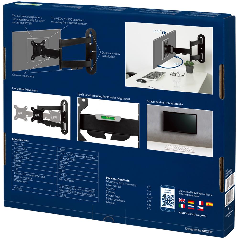 W1C supporto da tavolo per Tv a schermo piatto 124,5 cm (49") Parete Nero - Foto 9