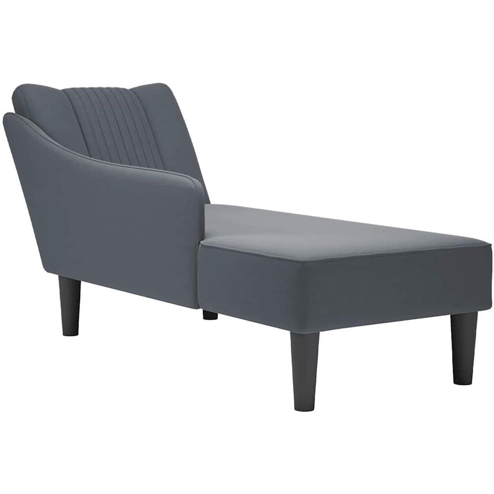 Sdraio con Bracciolo Destro in Velluto Grigio Scuro - Foto 1