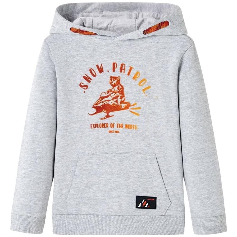 Felpa da Bambino con Cappuccio Grigio Mélange e Arancione 128 - Foto 1