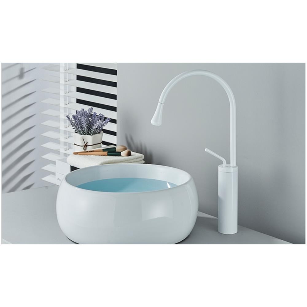 Rubinetto per lavabo da bagno, Blackswan, tipo M231, modello bianco, misura 46 cm - Foto 4
