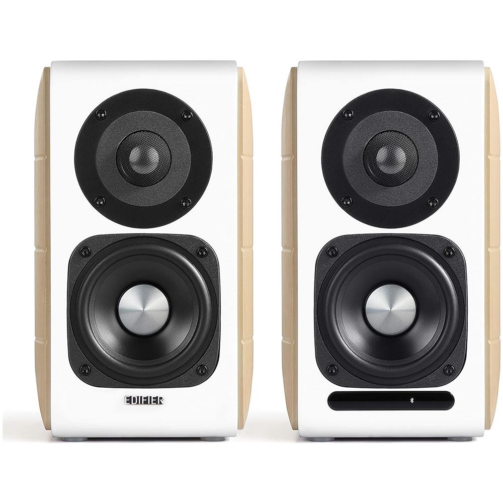 Coppia di Casse Attive Bass Reflex Due Vie Potenza 88 Watt Bluetooth USB / OtticoCoassiale / PC / AUX Colore Legno / Bianco - Foto 2