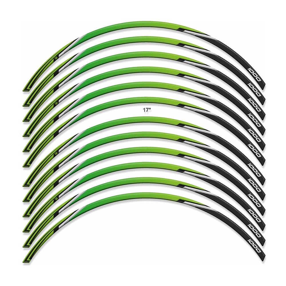 KIT STRISCE ADESIVE VERDI compatibili per CERCHI 17 MOTO KAWASAKI Z1000sx TUNING