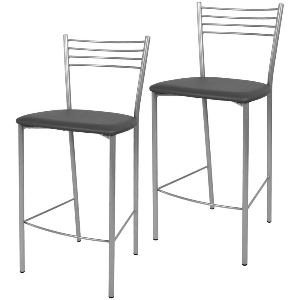 Set 2 sgabelli alti modello Elegance per cucina e bar Tommychairs struttura in acciaio verniciata colore bianco e seduta imbottita e rivestita in pelle artificiale colore bianco