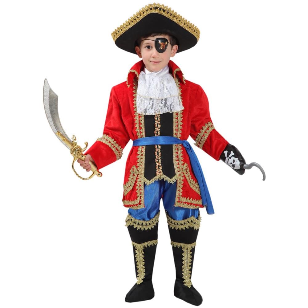 Costume Capitano Uncino Di Vestito Carnevale Bambini 3/4 Anni - Foto 1