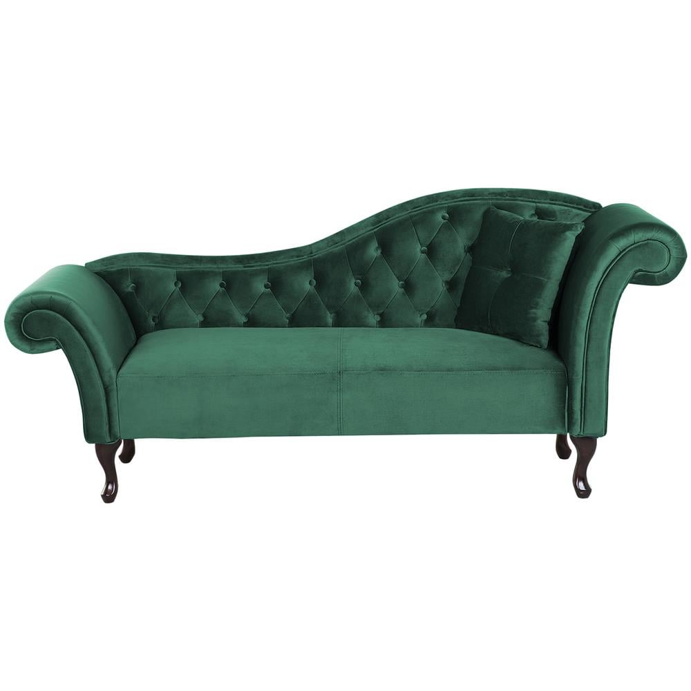 Chaise Longue Per Lato Destro In Velluto Verde Scuro Lattes - Foto 1