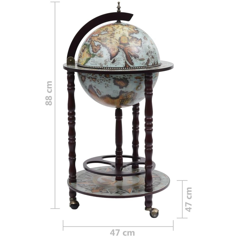 Minibar A Forma Di Globo Con Supporto In Legno Di Eucalipto Blu - Foto 8