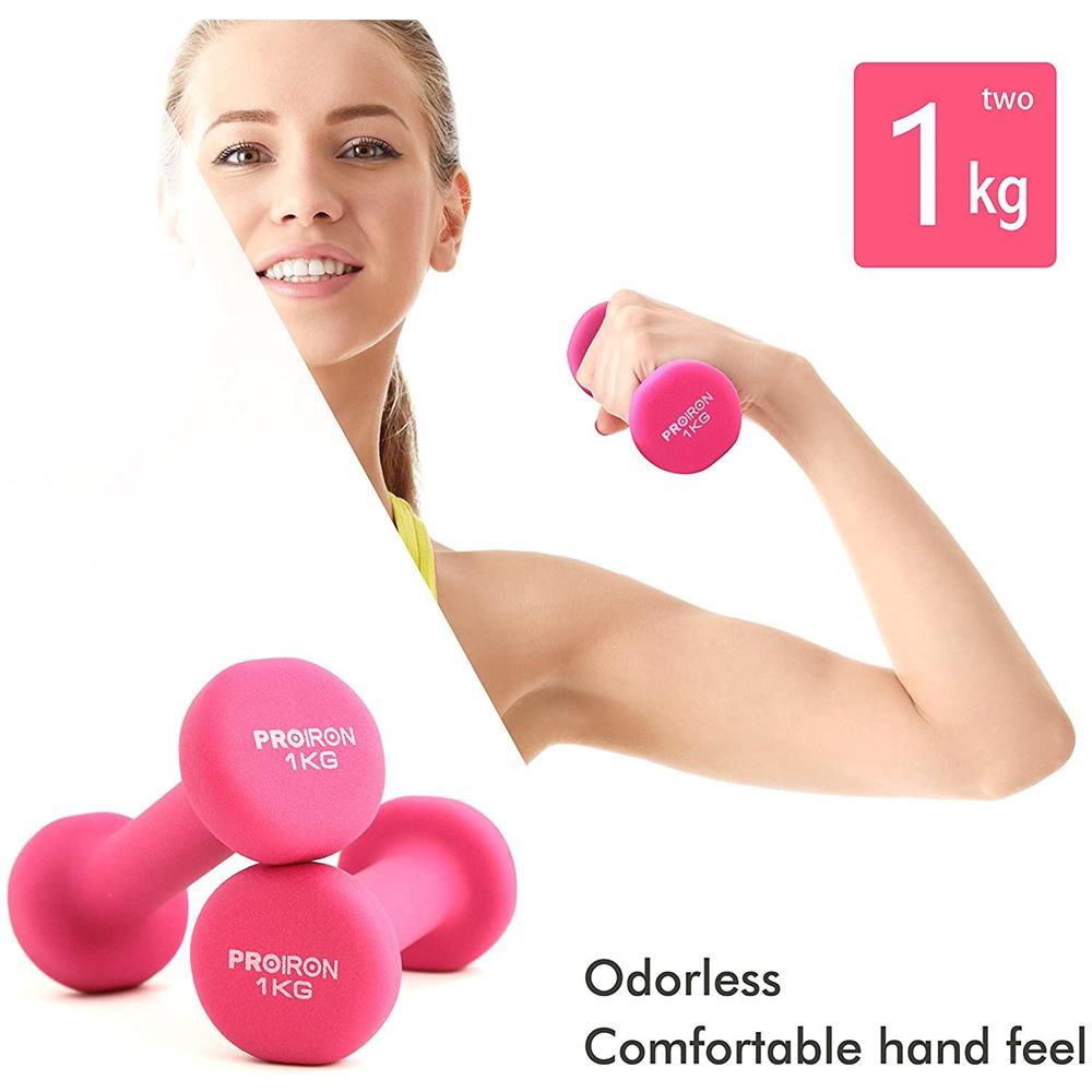 Prkned01k Set Di Pesi Con Manubri, 2 Pezzi, 1 Kg, Rosa - Foto 2