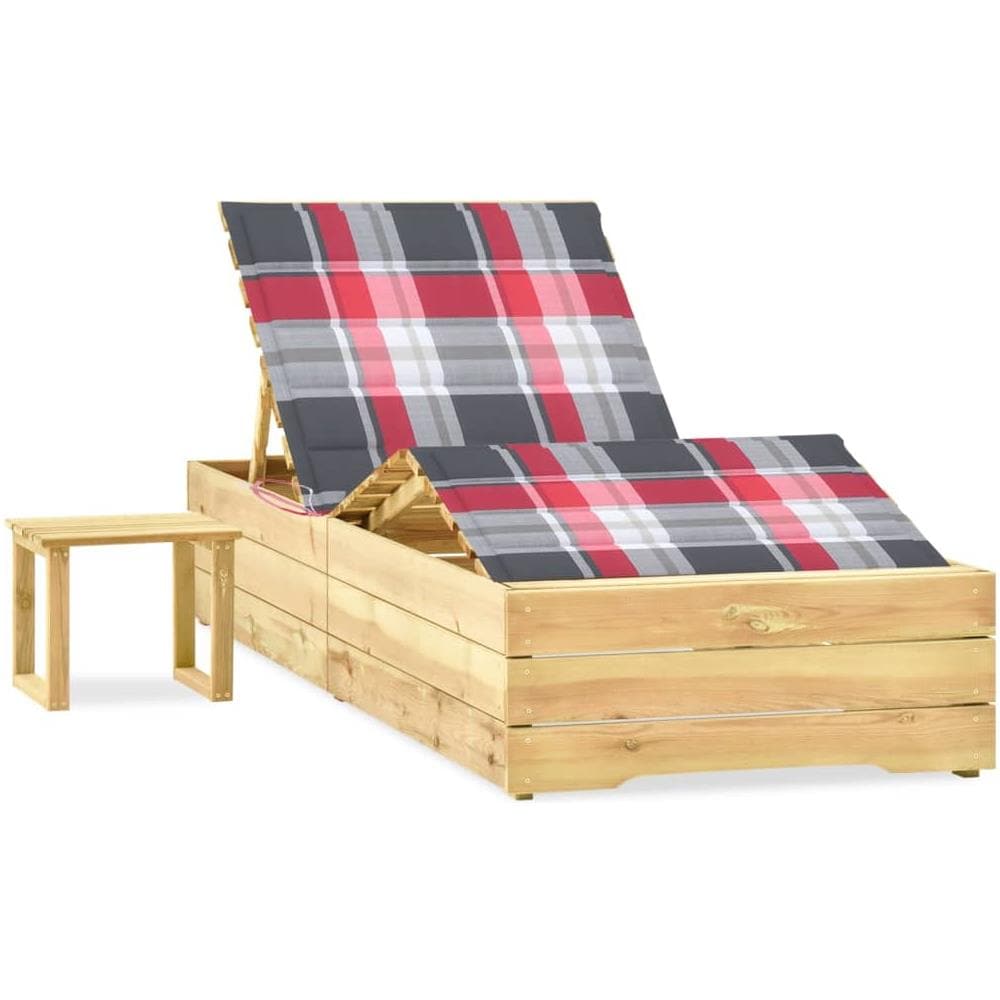Lettino da Giardino con Tavolino Cuscino Legno Pino Impregnato - Foto 1