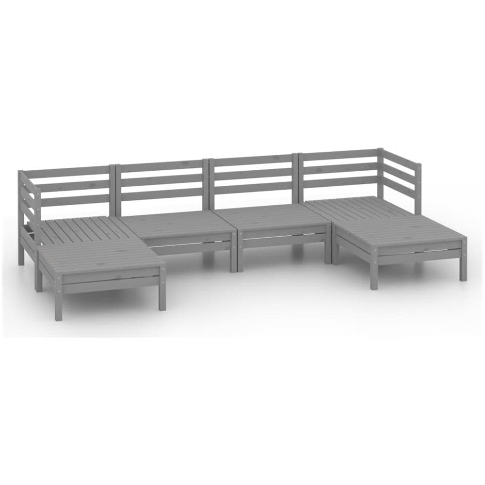 Set Divani Da Giardino 6 Pz Grigio In Legno Massello Di Pino - Foto 2