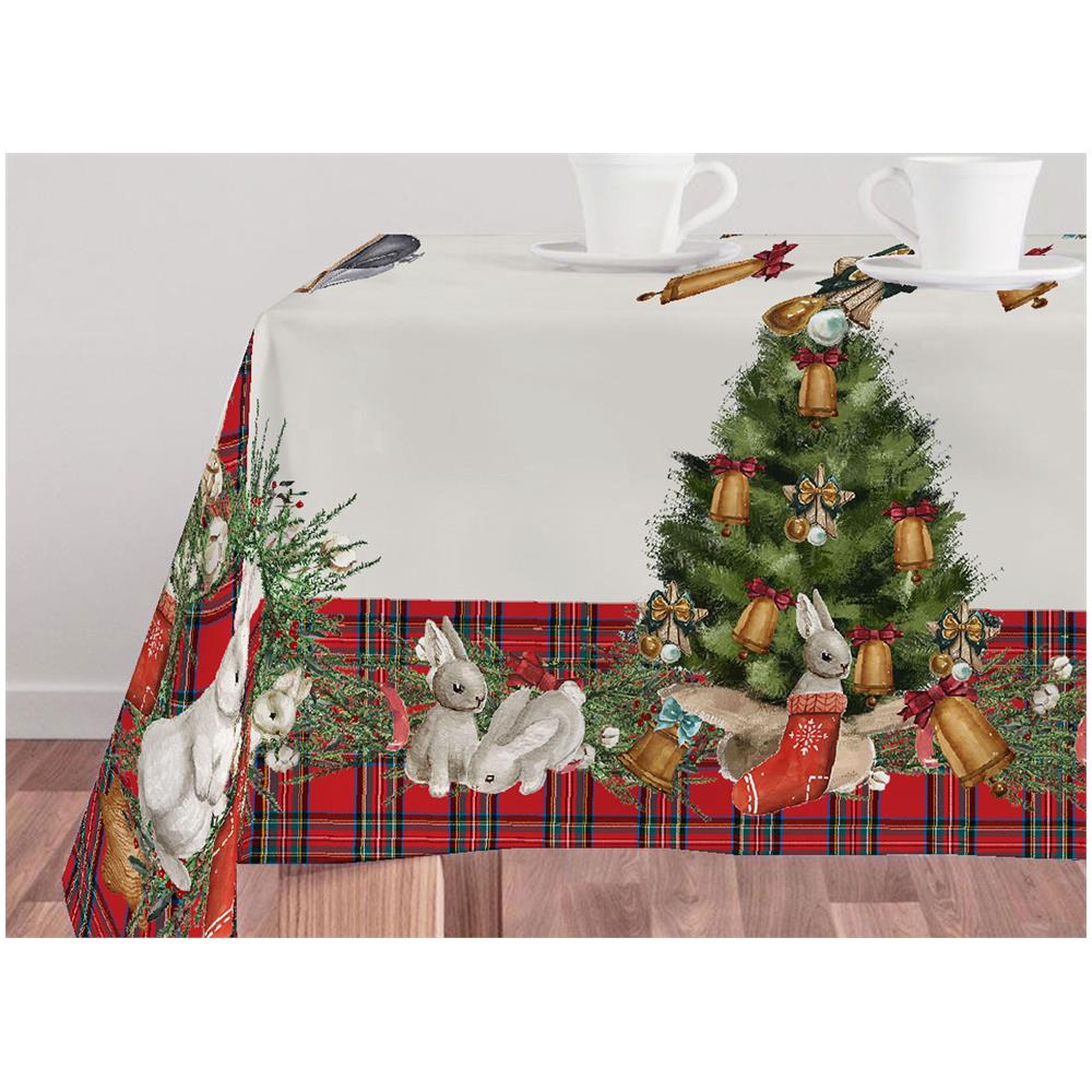 Tovaglia Natale Digitale Centrotavola Runner Natalizio 100% Cotone Bunny Sv 140x250 Bunny - Foto 1