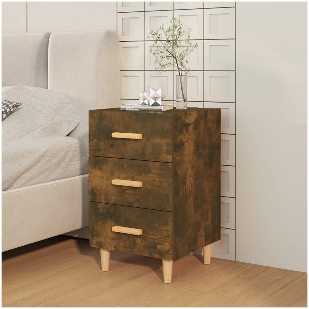 Comodino Rovere Fumo 40x40x66 Cm In Legno Multistrato - Foto 2
