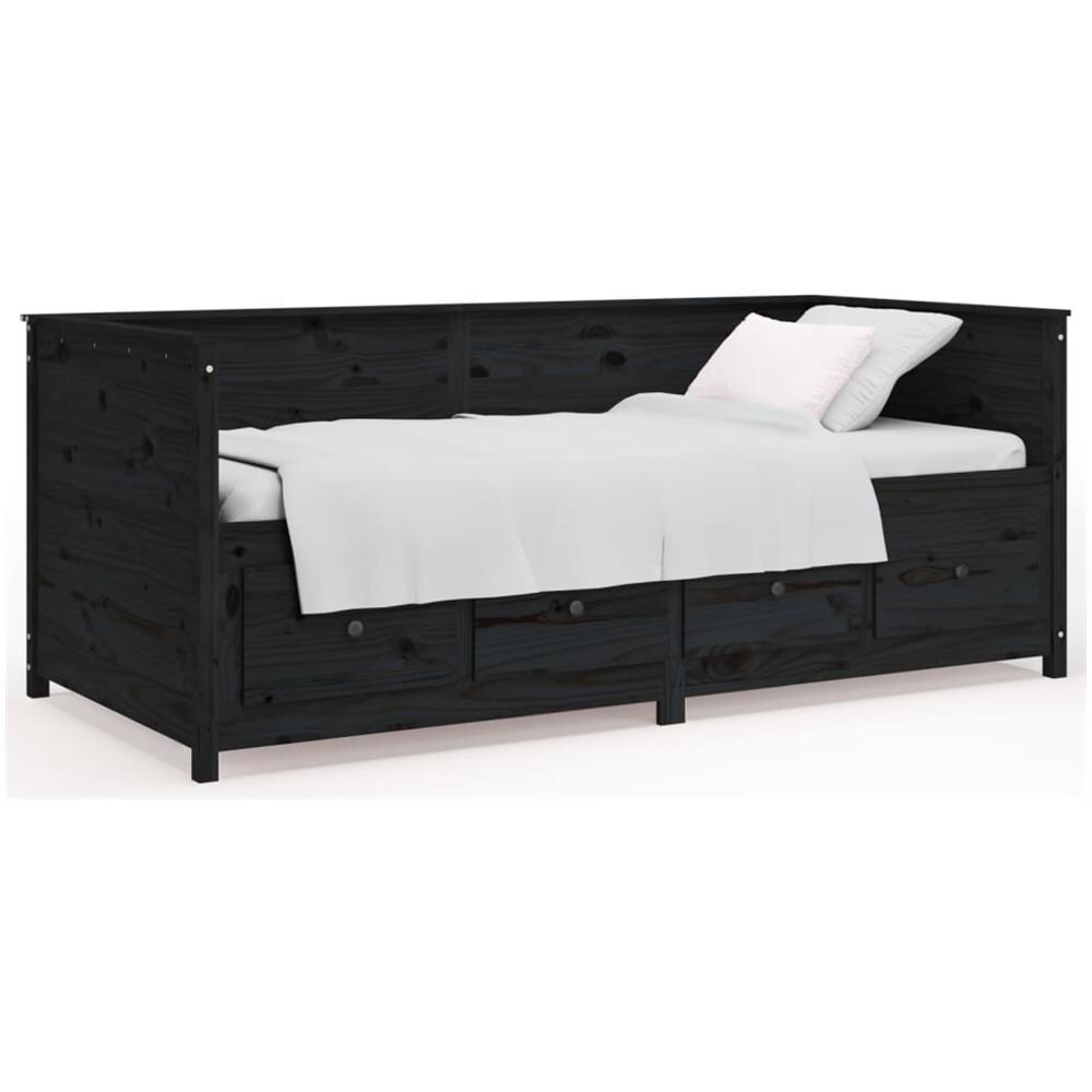 Dormeuse Nera 75x190 Cm In Legno Massello Di Pino - Foto 2