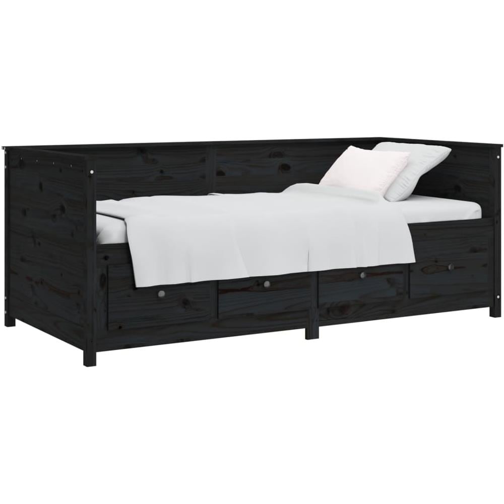 Dormeuse Nera 75x190 Cm In Legno Massello Di Pino - Foto 3