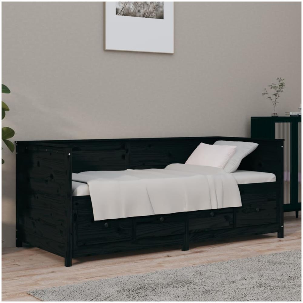 Dormeuse Nera 75x190 Cm In Legno Massello Di Pino - Foto 1