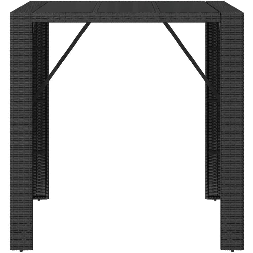 Tavolo Bar Con Piano In Vetro Nero 105x80x110 Cm Polyrattan - Foto 1