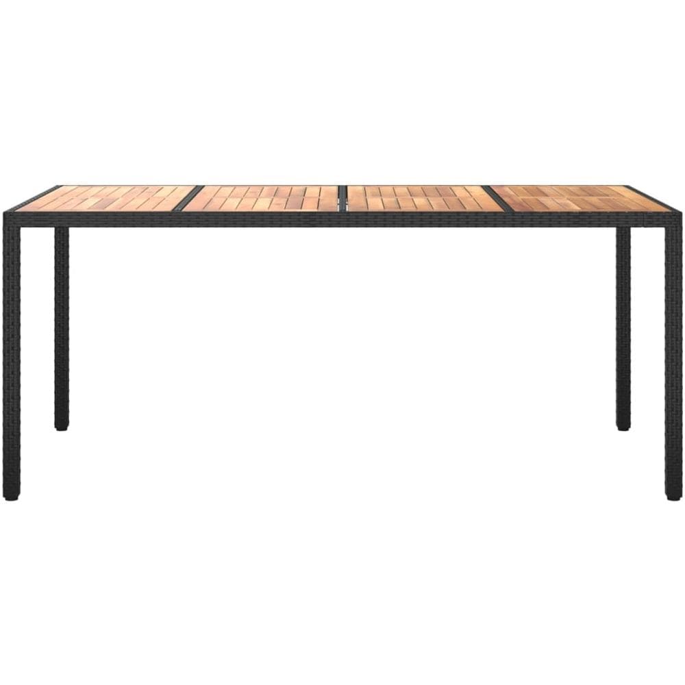 Tavolo Da Giardino 190x90x75 Cm Polyrattan Legno Di Acacia Nero - Foto 2